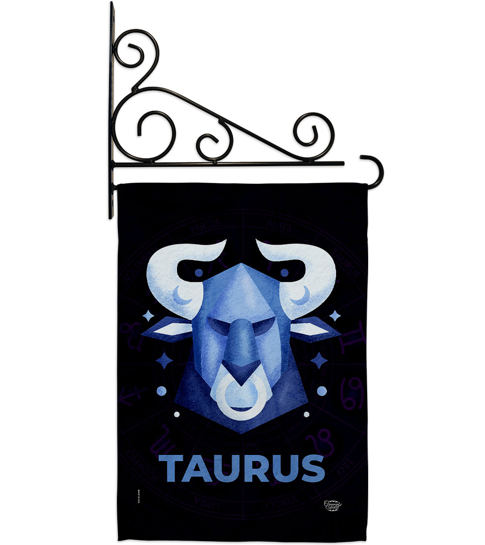 13 x 18.5 in. Taurus Garden Flag Set for Interests Zodiac Double-Sided Decorative Vertical Flags & House Decoration Banner Yard Gift