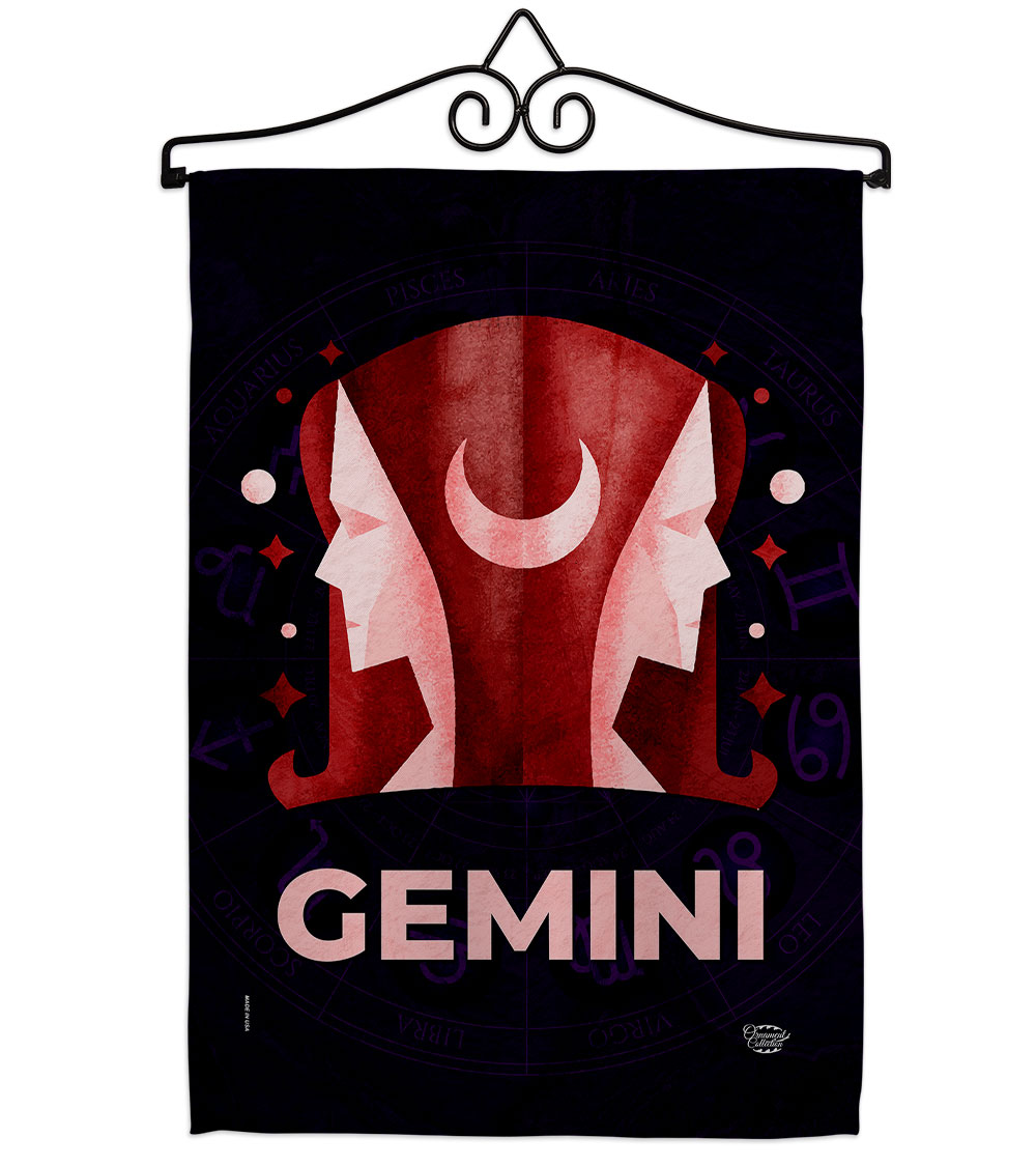 13 x 18.5 in. Gemini Garden Flag Set for Interests Zodiac Double-Sided Decorative Vertical Flags & House Decoration Banner Yard Gift