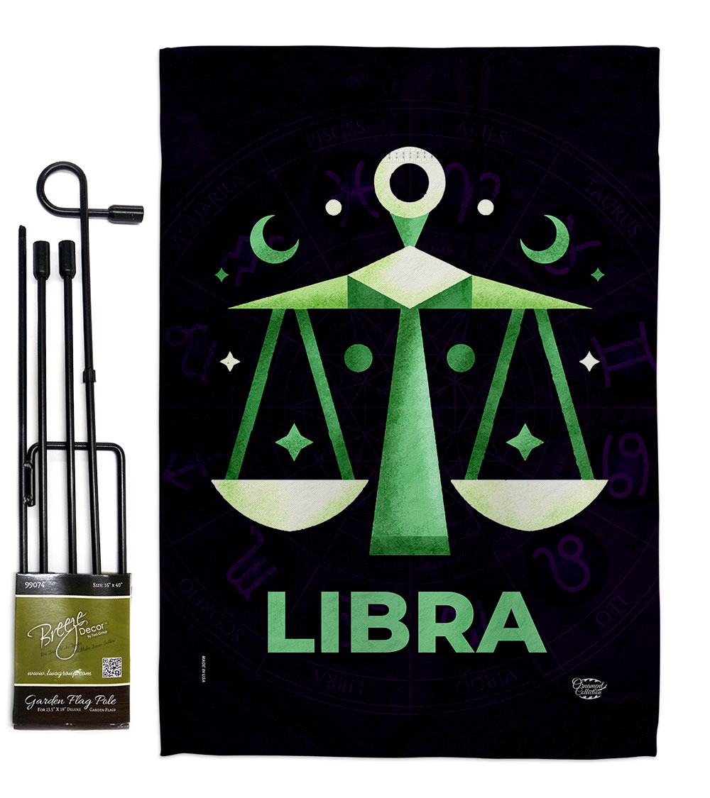 13 x 18.5 in. Libra Garden Flag Set for Interests Zodiac Double-Sided Decorative Vertical Flags & House Decoration Banner Yard Gift