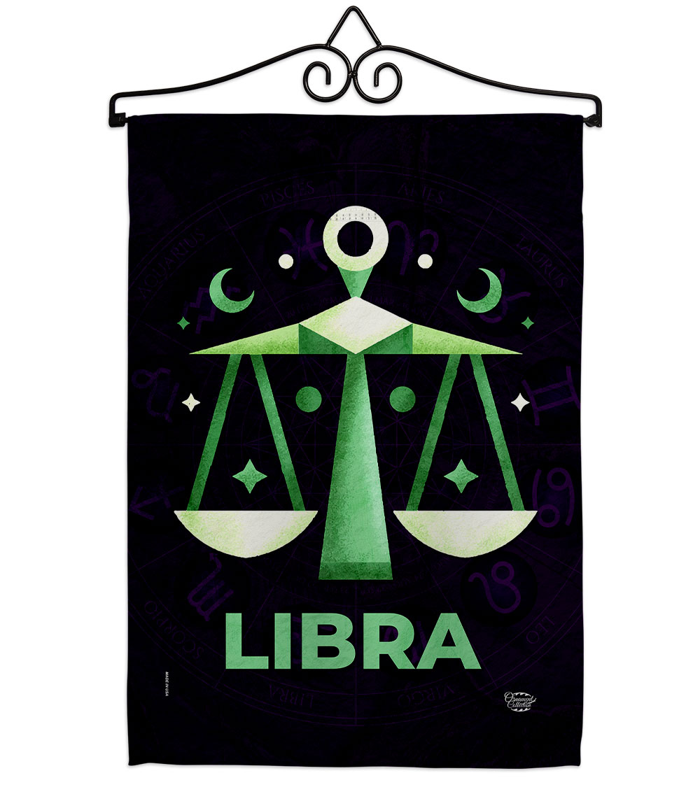 13 x 18.5 in. Libra Garden Flag Set for Interests Zodiac Double-Sided Decorative Vertical Flags & House Decoration Banner Yard Gift
