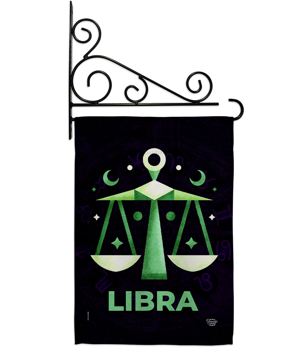13 x 18.5 in. Libra Garden Flag Set for Interests Zodiac Double-Sided Decorative Vertical Flags & House Decoration Banner Yard Gift