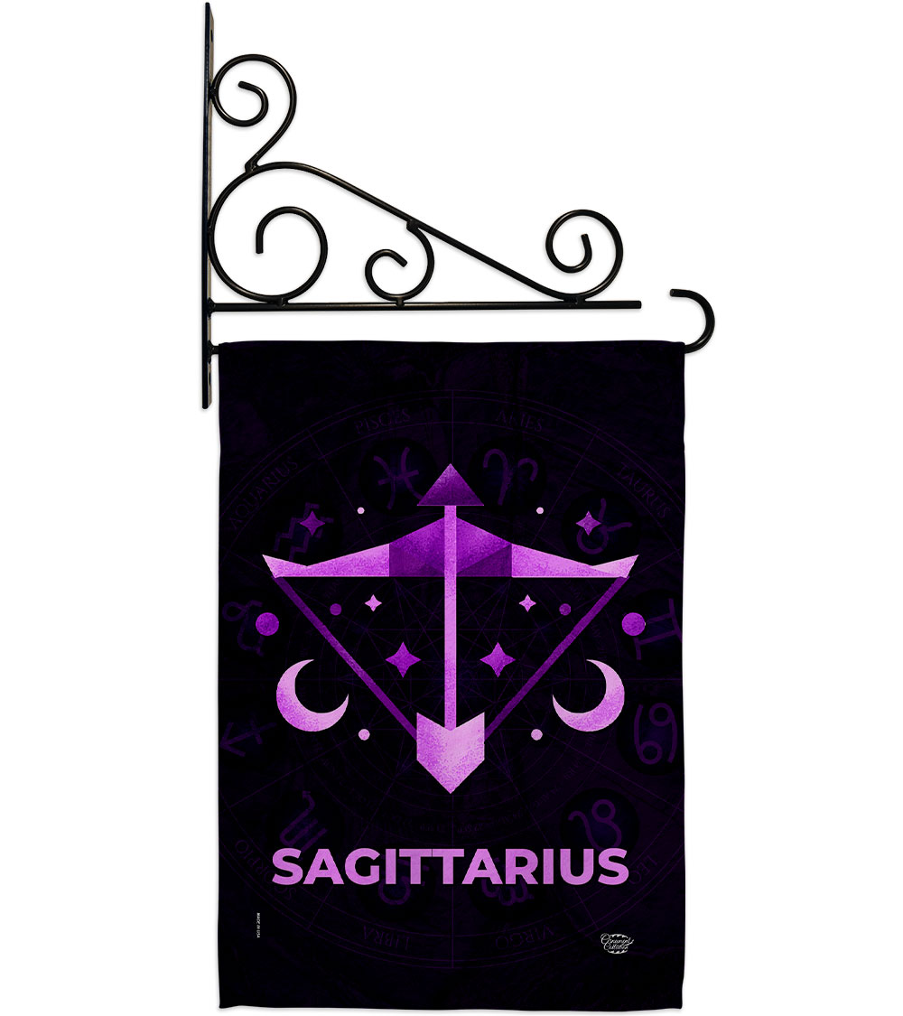 13 x 18.5 in. Sagittarius Garden Flag Set for Interests Zodiac Double-Sided Decorative Vertical Flags & House Decoration Banner Yard Gift