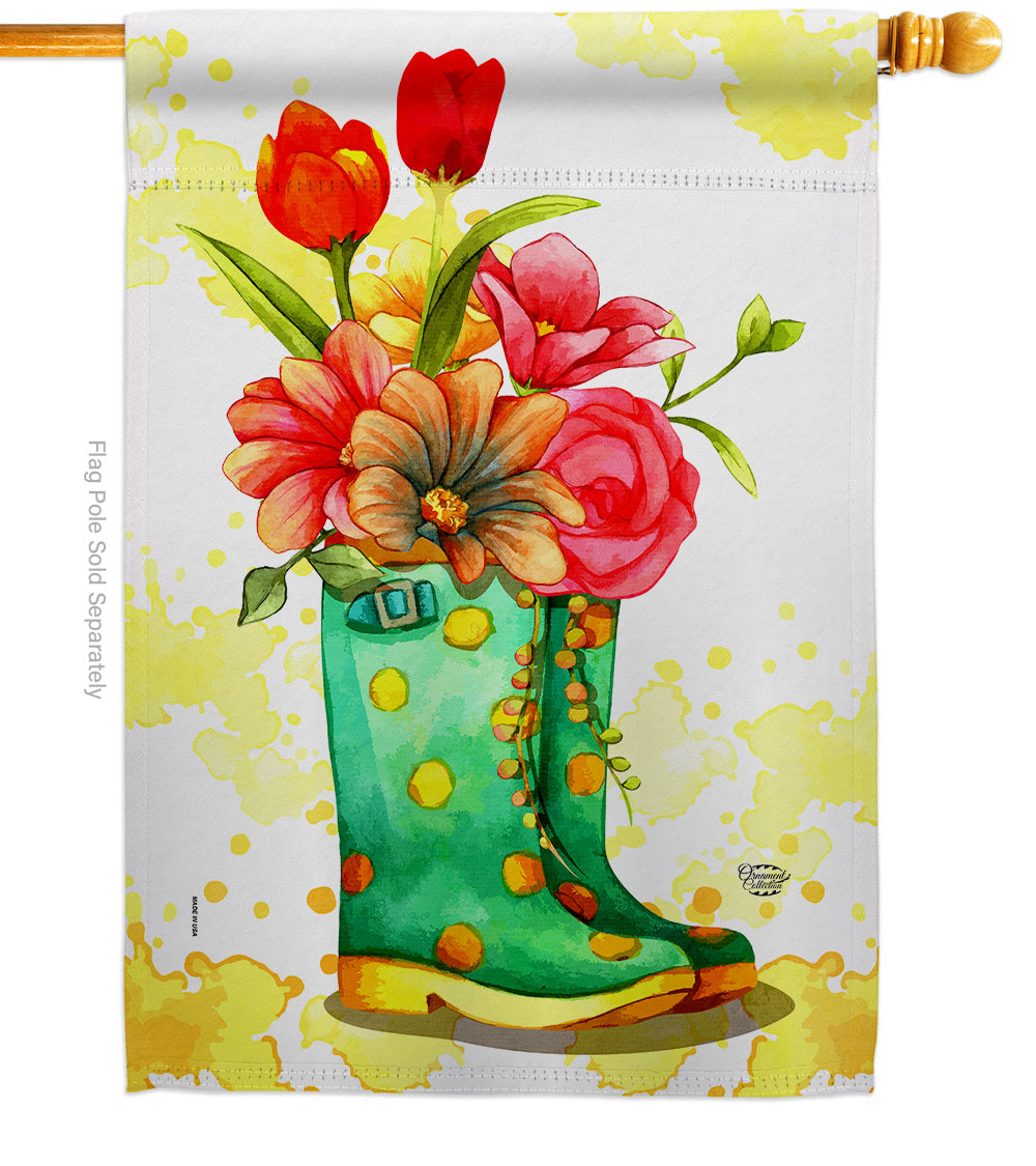 Spring Boots Floral Double-Sided Garden Decorative House Flag, Multi Color