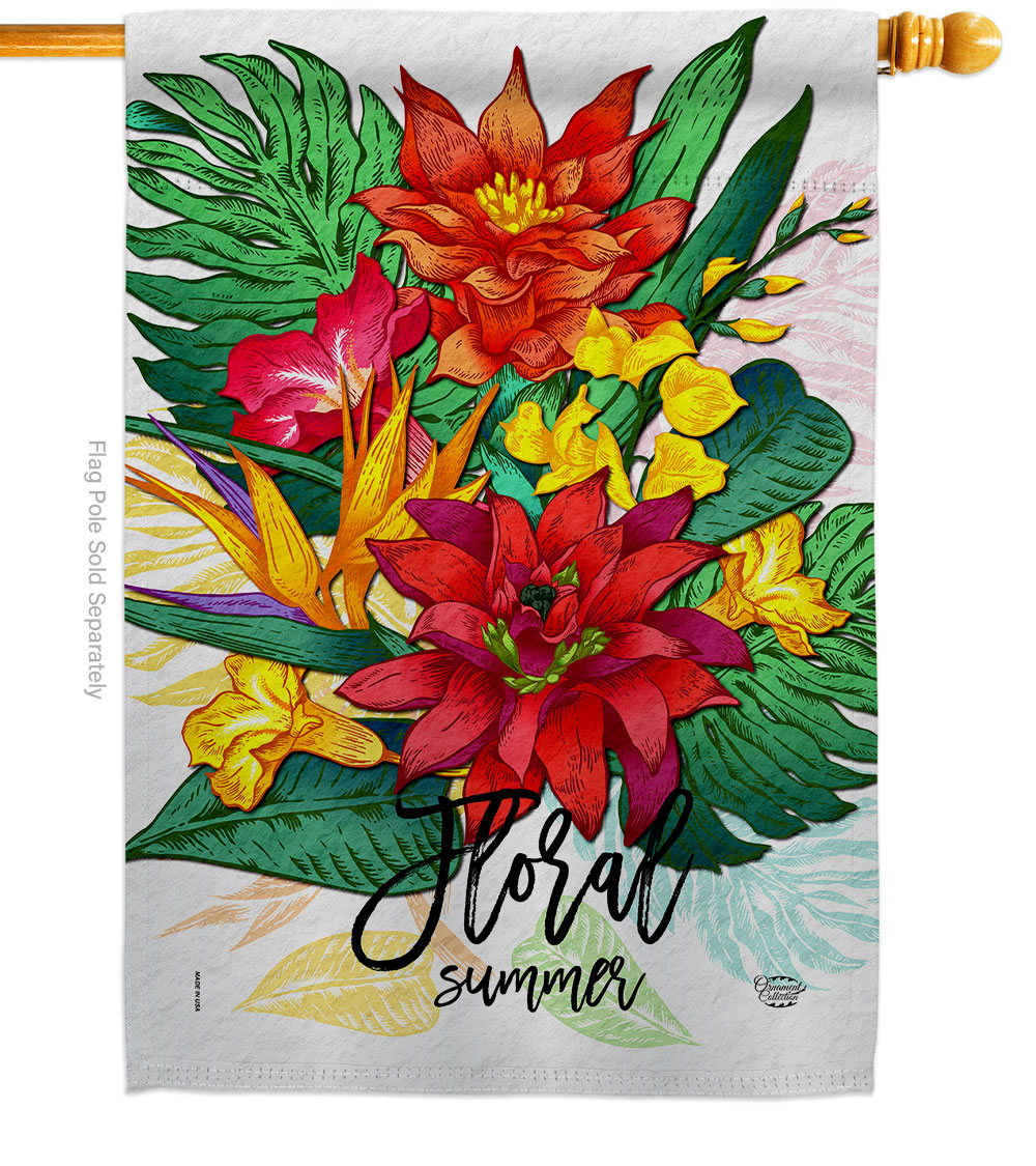 Summer Floral Double-Sided Garden Decorative House Flag, Multi Color