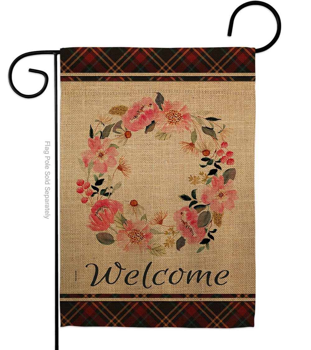 Welcome Wreath Floral Double-Sided Decorative Garden Flag, Multi Color