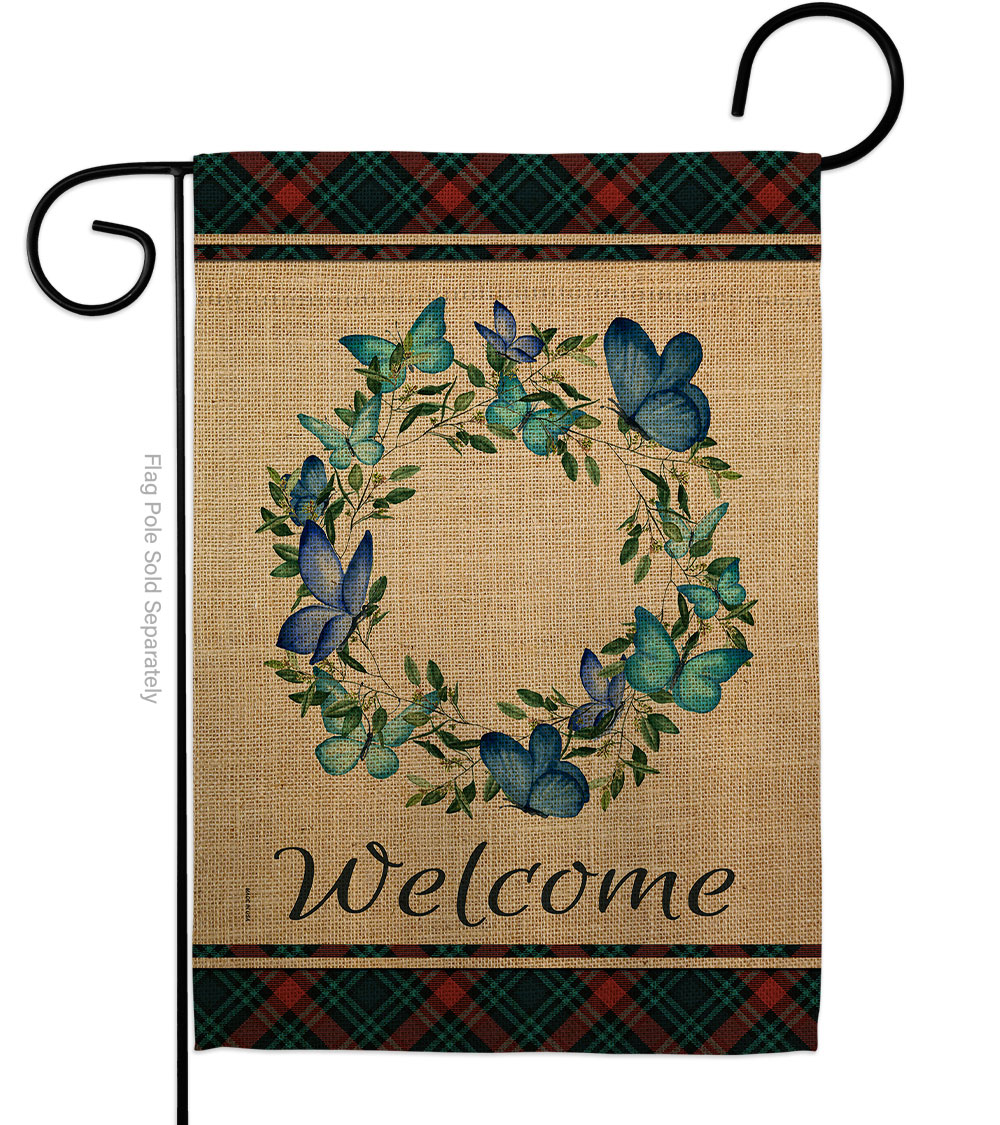 Butterflies Wreath Friends Double-Sided Decorative Garden Flag, Multi Color