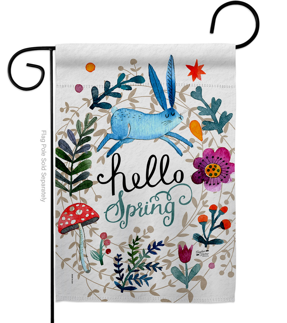 Hello Spring Floral Double-Sided Decorative Garden Flag, Multi Color