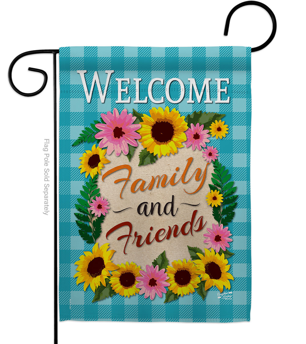 G135033-BO Welcome Family & Friends Floral Double-Sided Decorative Garden Flag, Multi Color