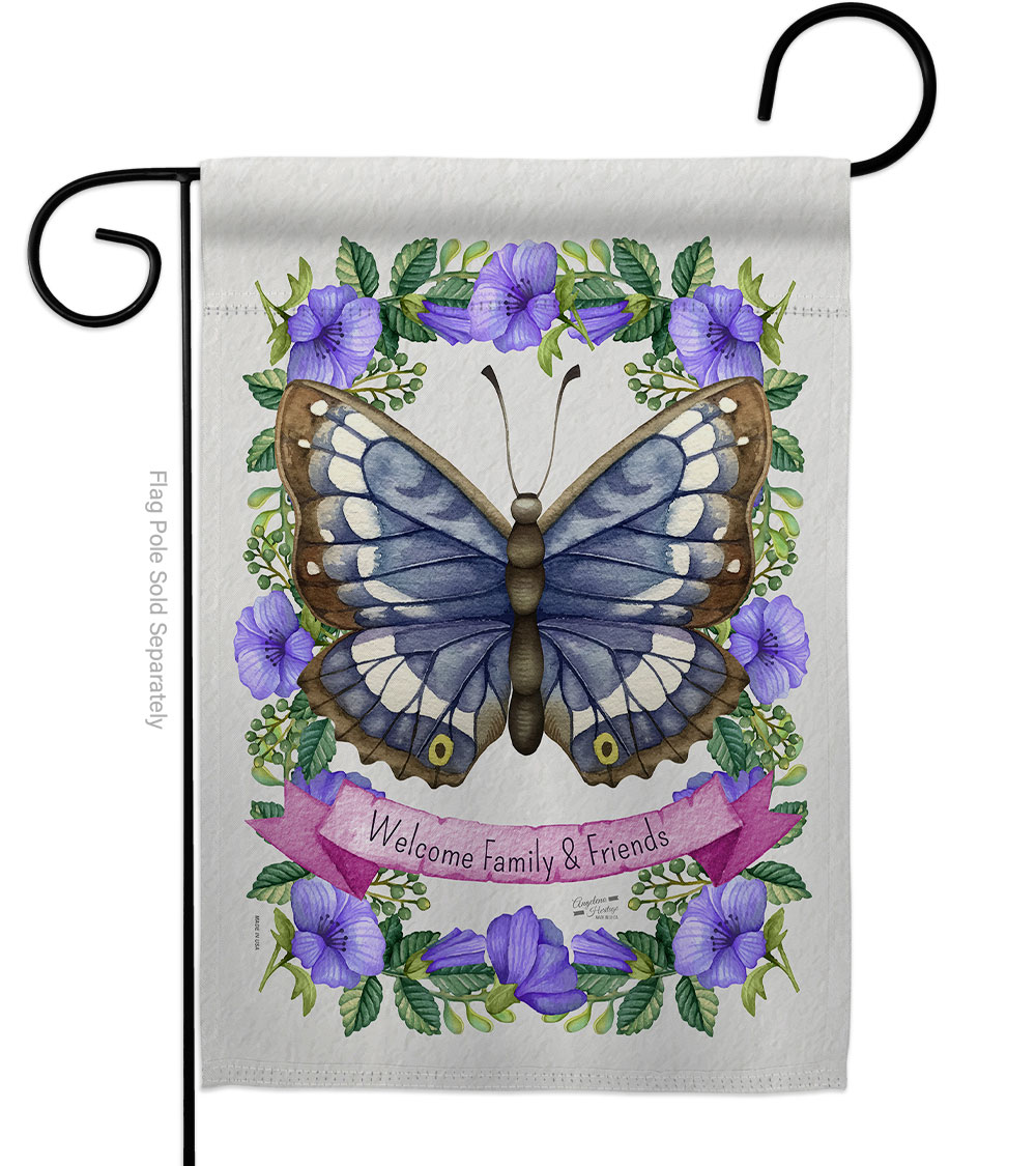 G135082-BO Floral Butterfly Friends Double-Sided Decorative Garden Flag, Multi Color