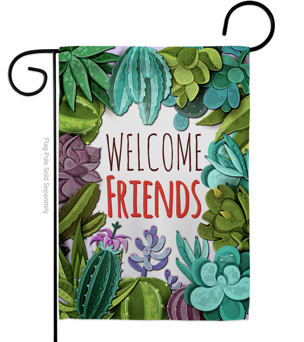 G135115-BO Welcome Friends Floral Double-Sided Decorative Garden Flag, Multi Color