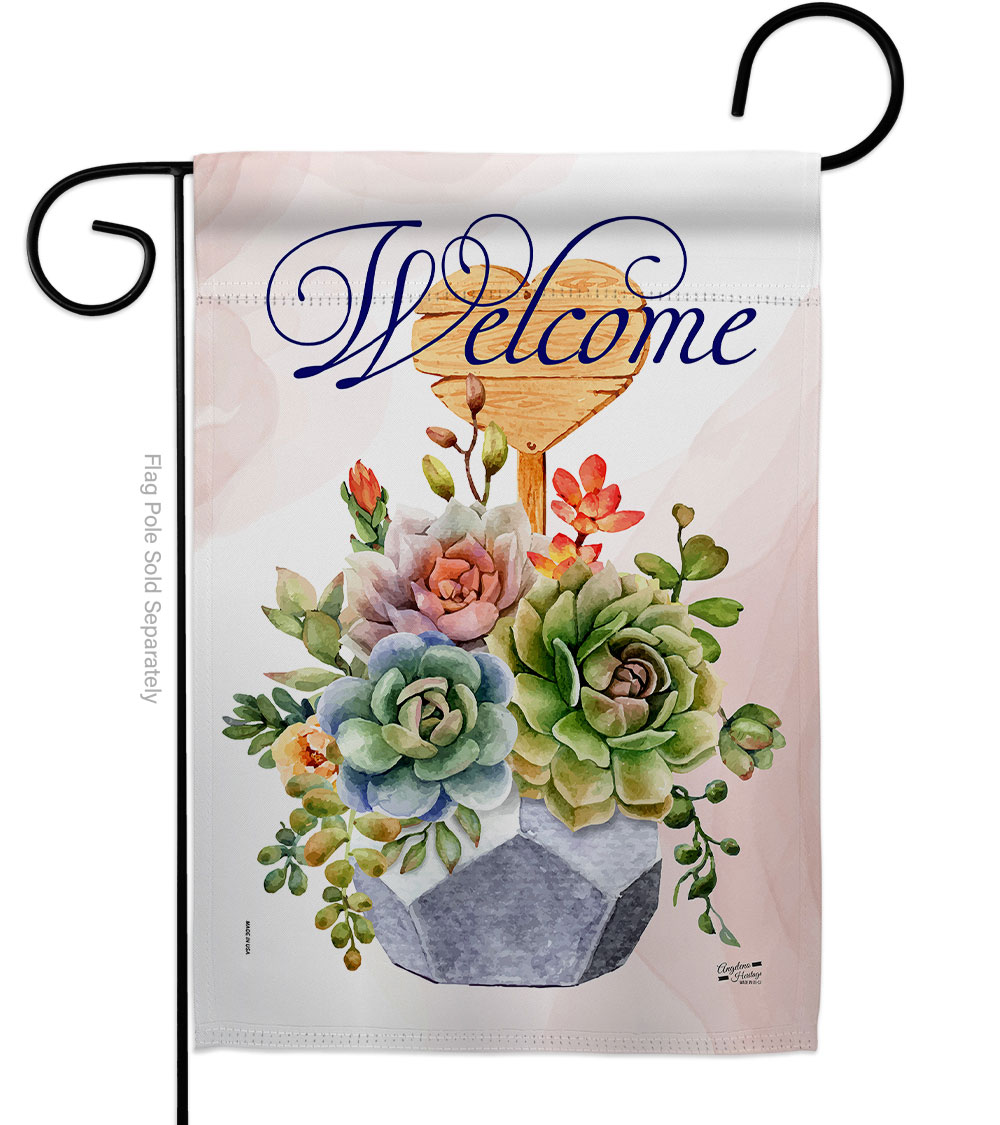 G135235-BO Welcome Succulent Floral Double-Sided Decorative Garden Flag, Multi Color
