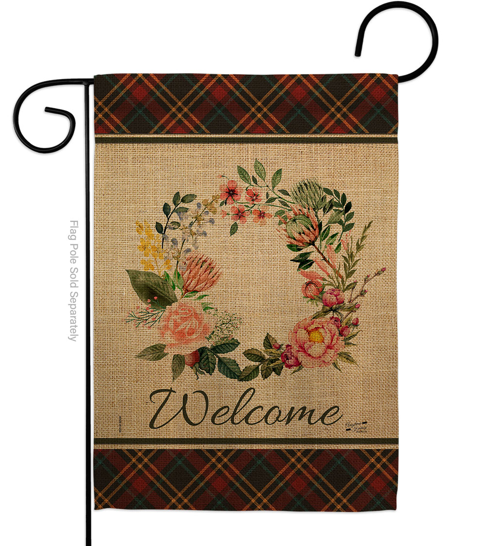 G135242-BO Floral Wreath Double-Sided Decorative Garden Flag, Multi Color