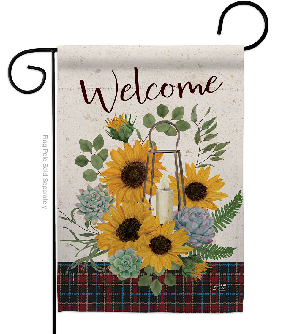 G135282-BO Welcome Sunflower Floral Double-Sided Decorative Garden Flag, Multi Color