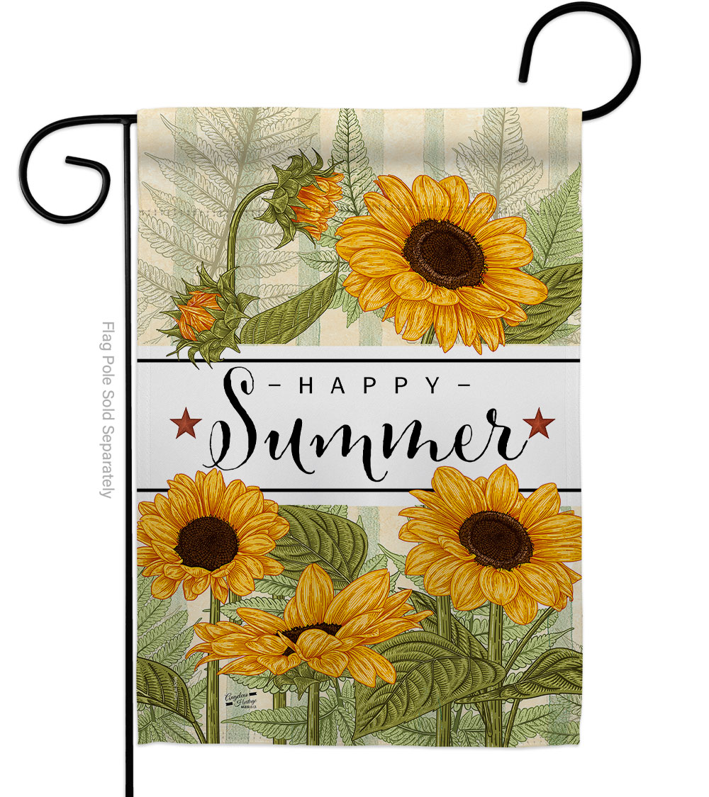 G135442-BO Happy Sunflowers Floral Double-Sided Decorative Garden Flag, Multi Color