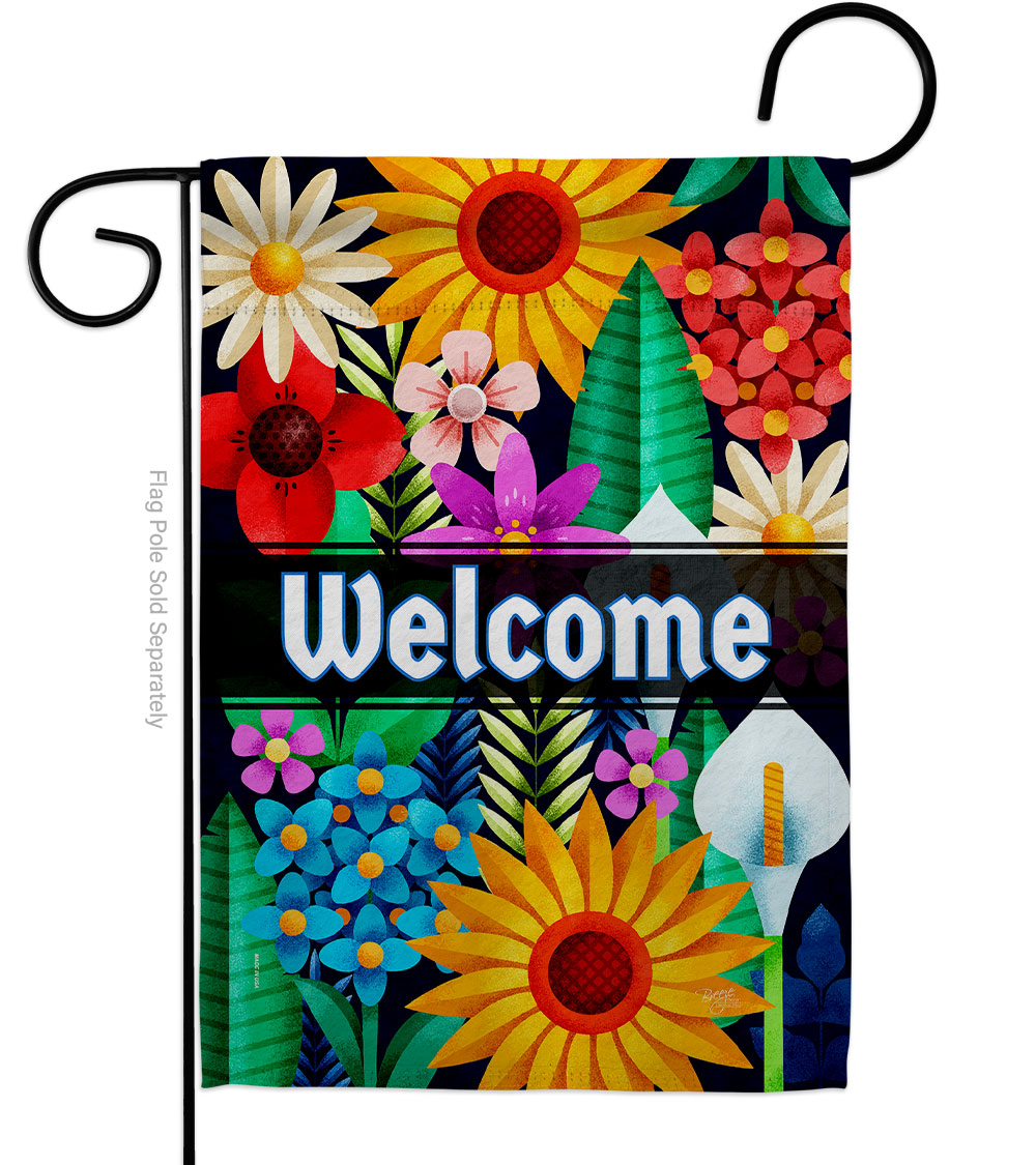 G135515-BO Colorful Floral Double-Sided Decorative Garden Flag, Multi Color