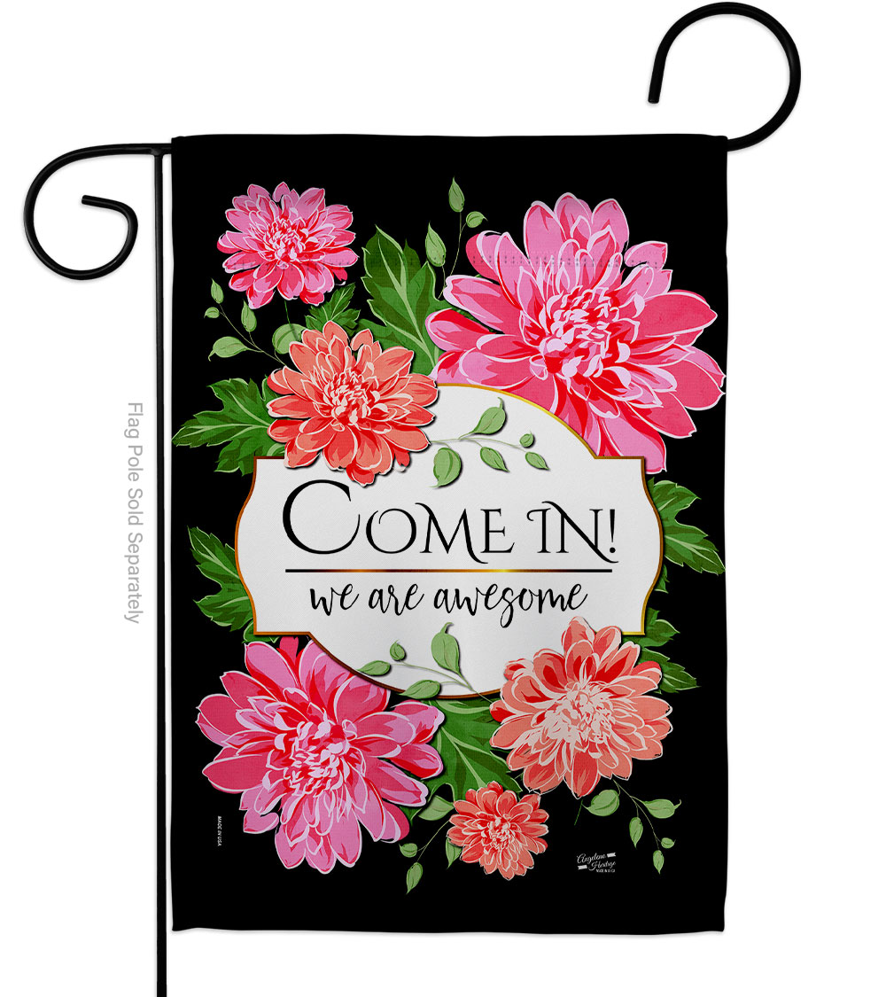 G135543-BO Come in Floral Double-Sided Decorative Garden Flag, Multi Color