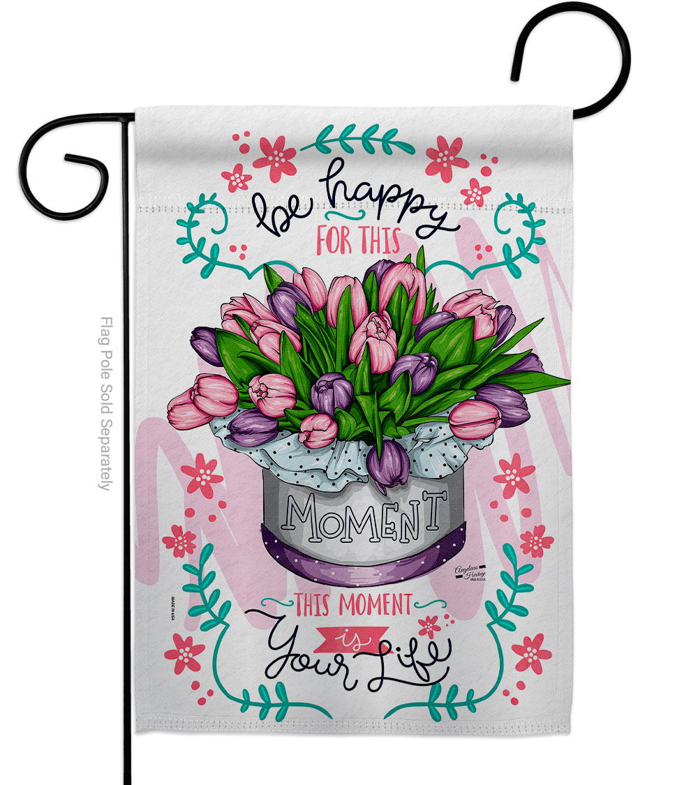 G135544-BO Happy Moment Floral Double-Sided Decorative Garden Flag, Multi Color
