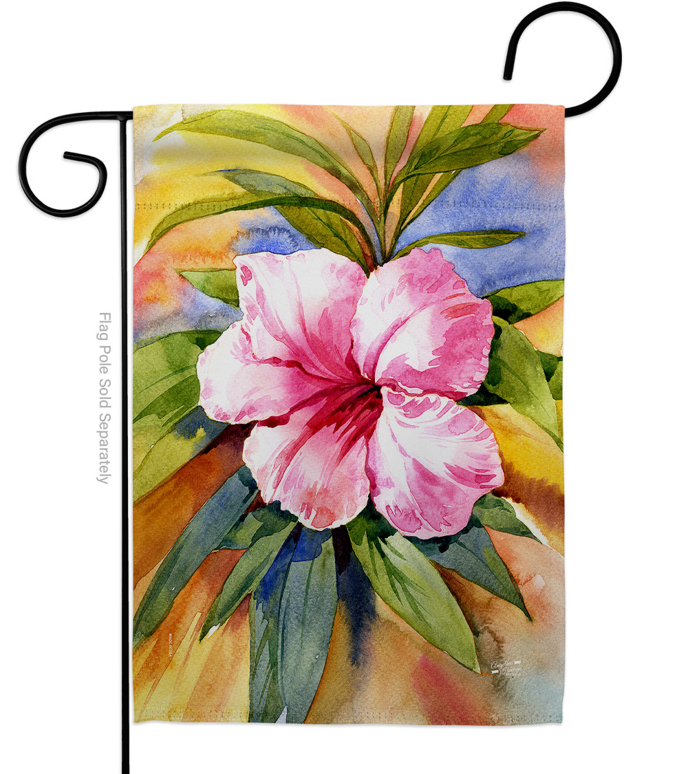 G135547-BO Hibiscus Floral Double-Sided Decorative Garden Flag, Multi Color