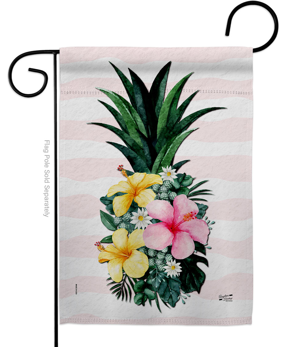 G135565-BO Tropical Pineapple Floral Double-Sided Decorative Garden Flag, Multi Color