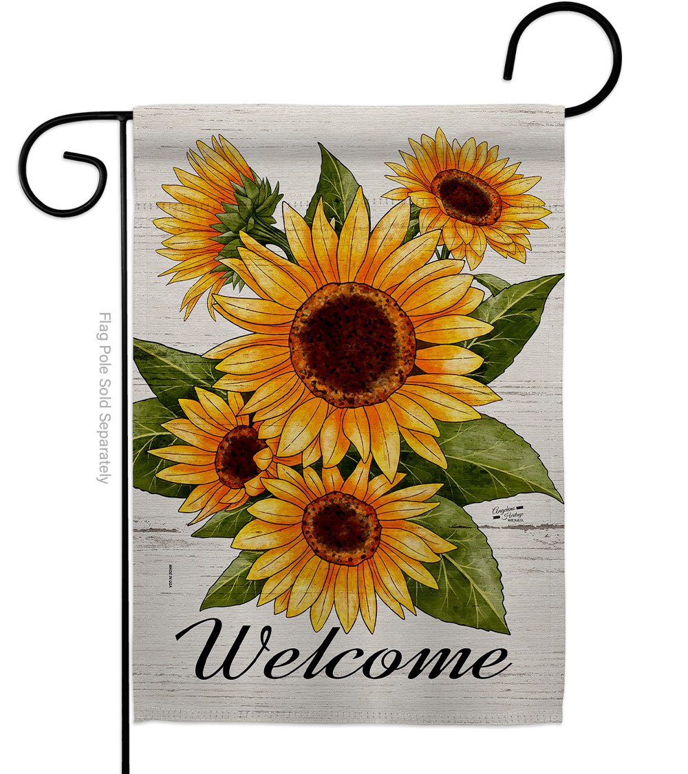 G135597-BO Happiness Sunflowers Floral Double-Sided Decorative Garden Flag, Multi Color