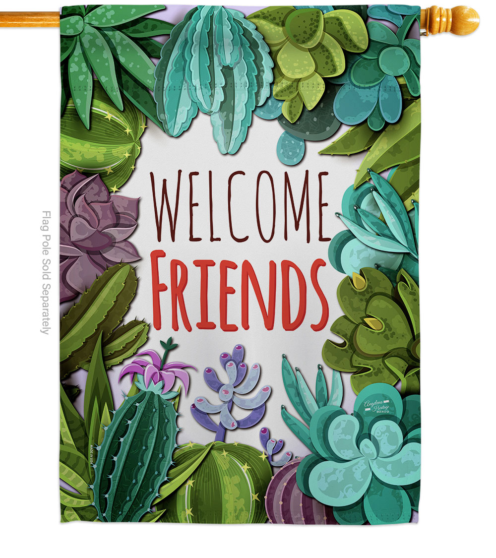 Welcome Friends Floral Double-Sided Garden Decorative House Flag, Multi Color