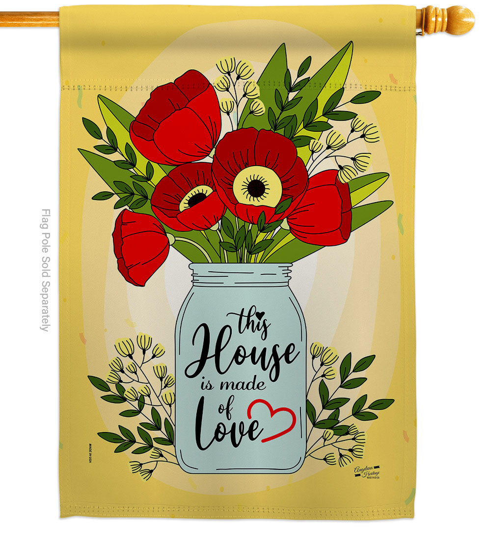 House of Love Floral Double-Sided Garden Decorative House Flag, Multi Color