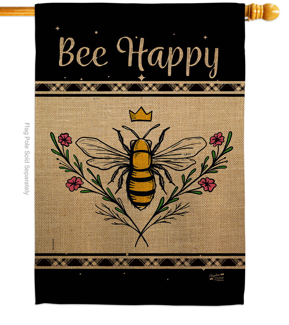 H137208-BO Queen Bee Happy Friends Double-Sided Garden Decorative House Flag, Multi Color