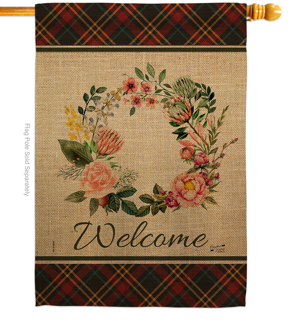 Floral Wreath Double-Sided Garden Decorative House Flag, Multi Color