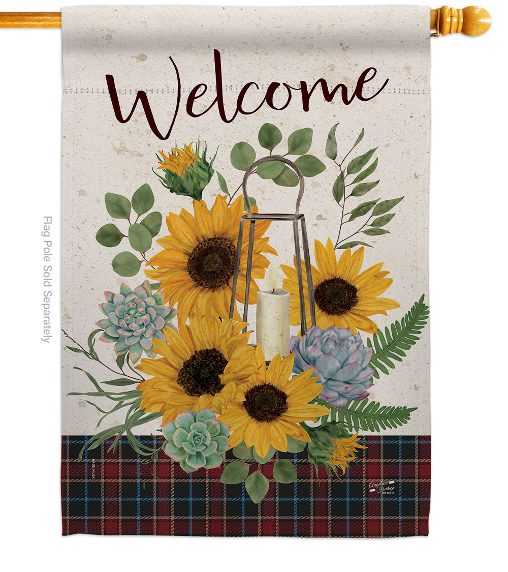 Welcome Sunflower Floral Double-Sided Garden Decorative House Flag, Multi Color