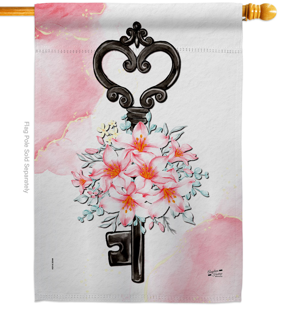 H137489-BO Key of Bouquet Floral Double-Sided Garden Decorative House Flag, Multi Color