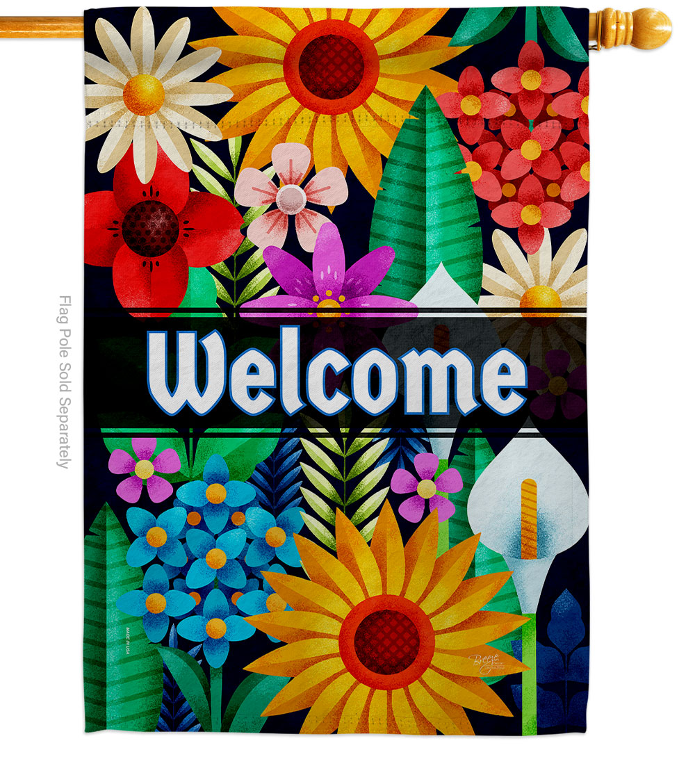 Colorful Floral Double-Sided Garden Decorative House Flag, Multi Color