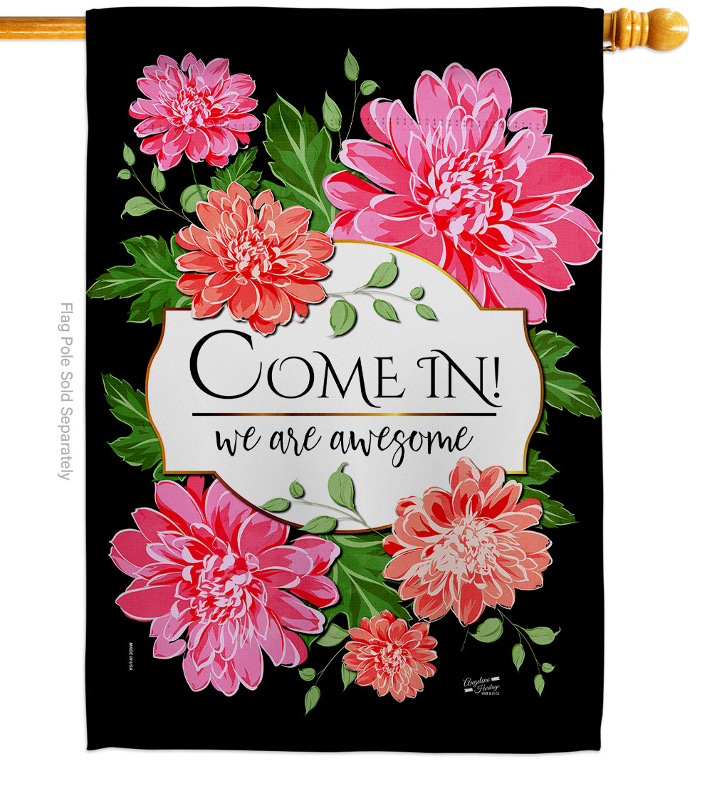Come in Floral Double-Sided Garden Decorative House Flag, Multi Color