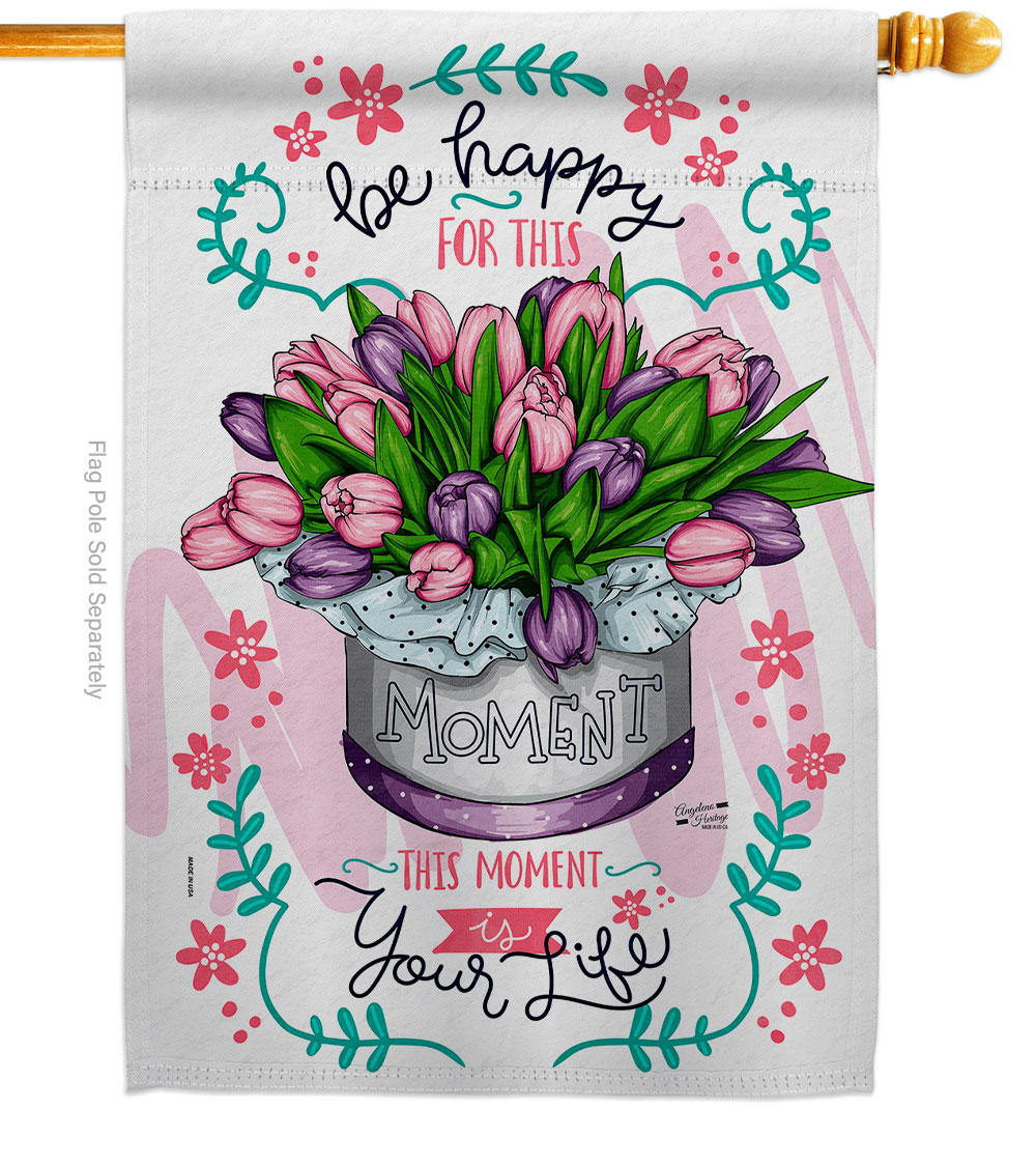 Happy Moment Floral Double-Sided Garden Decorative House Flag, Multi Color