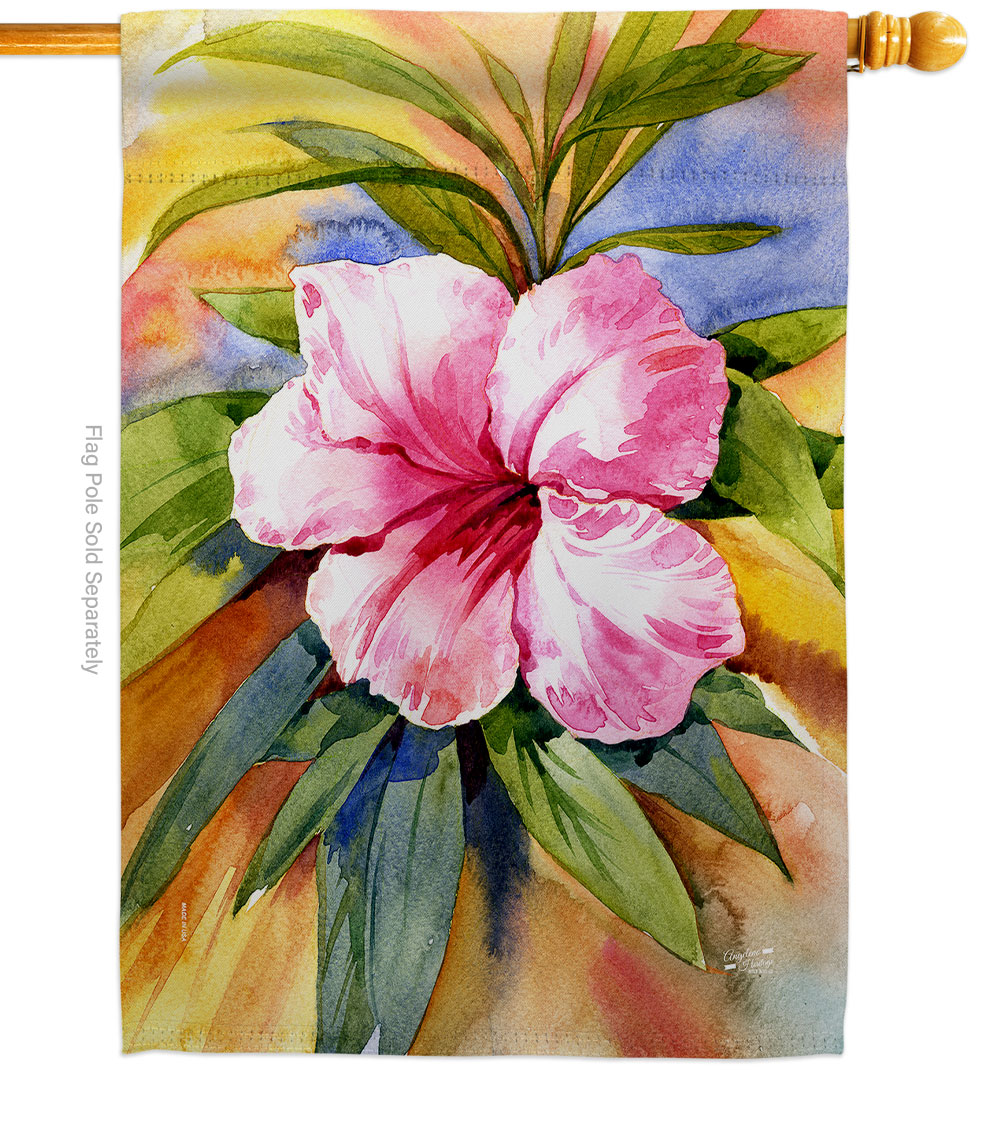 Hibiscus Floral Double-Sided Garden Decorative House Flag, Multi Color