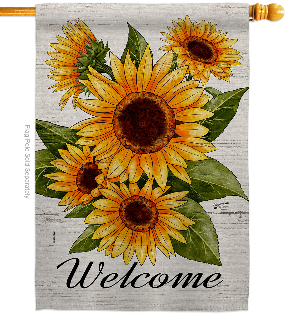 Happiness Sunflowers Floral Double-Sided Garden Decorative House Flag, Multi Color