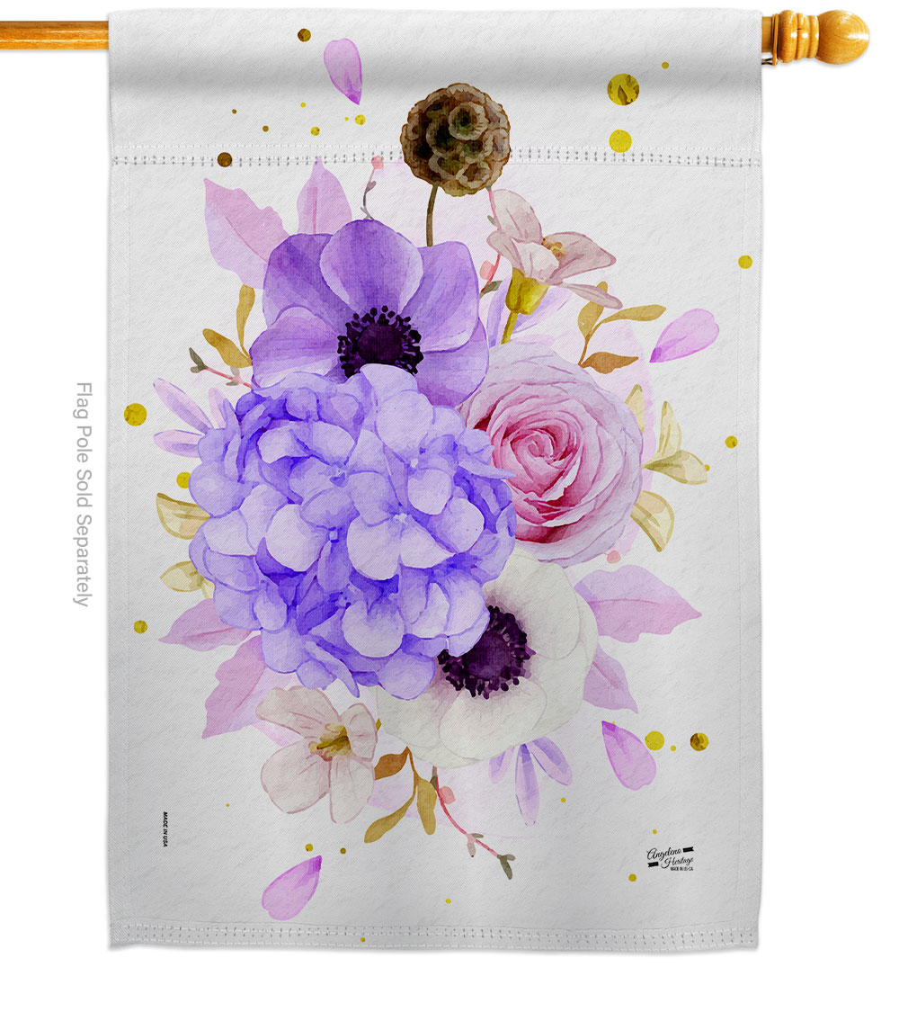 Flower Arrangment Floral Double-Sided Garden Decorative House Flag, Multi Color