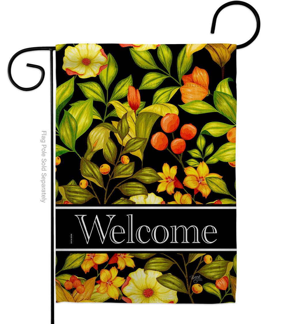 Yellow Welcome Floral Double-Sided Decorative Garden Flag, Multi Color
