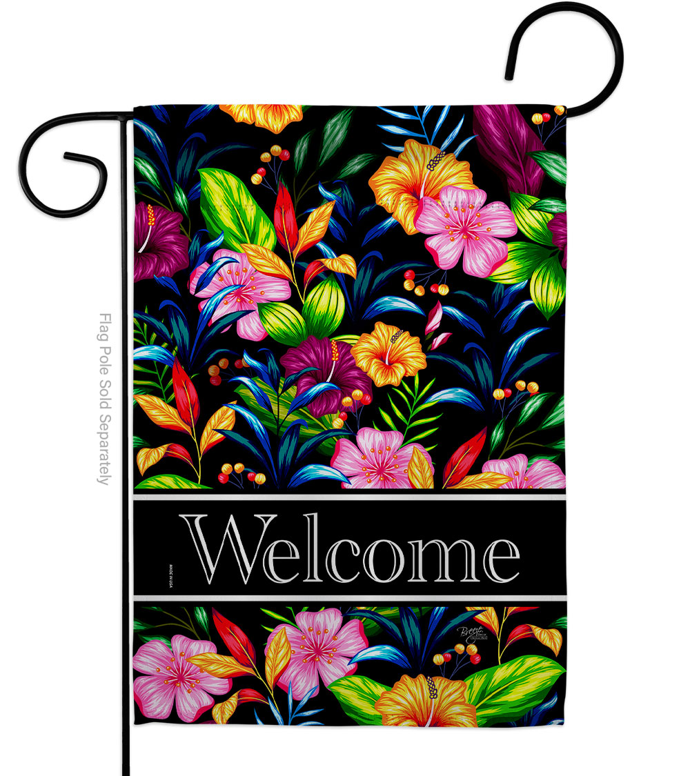 Tropical Welcome Floral Double-Sided Decorative Garden Flag, Multi Color