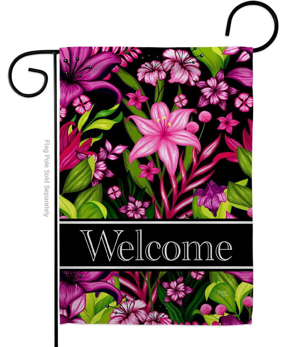 Welcome Double-Sided Decorative Garden Flag, Purple