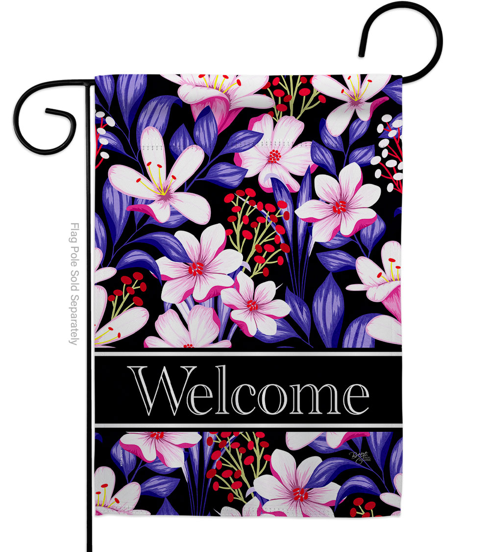 Welcome Floral Double-Sided Decorative Garden Flag, Pink