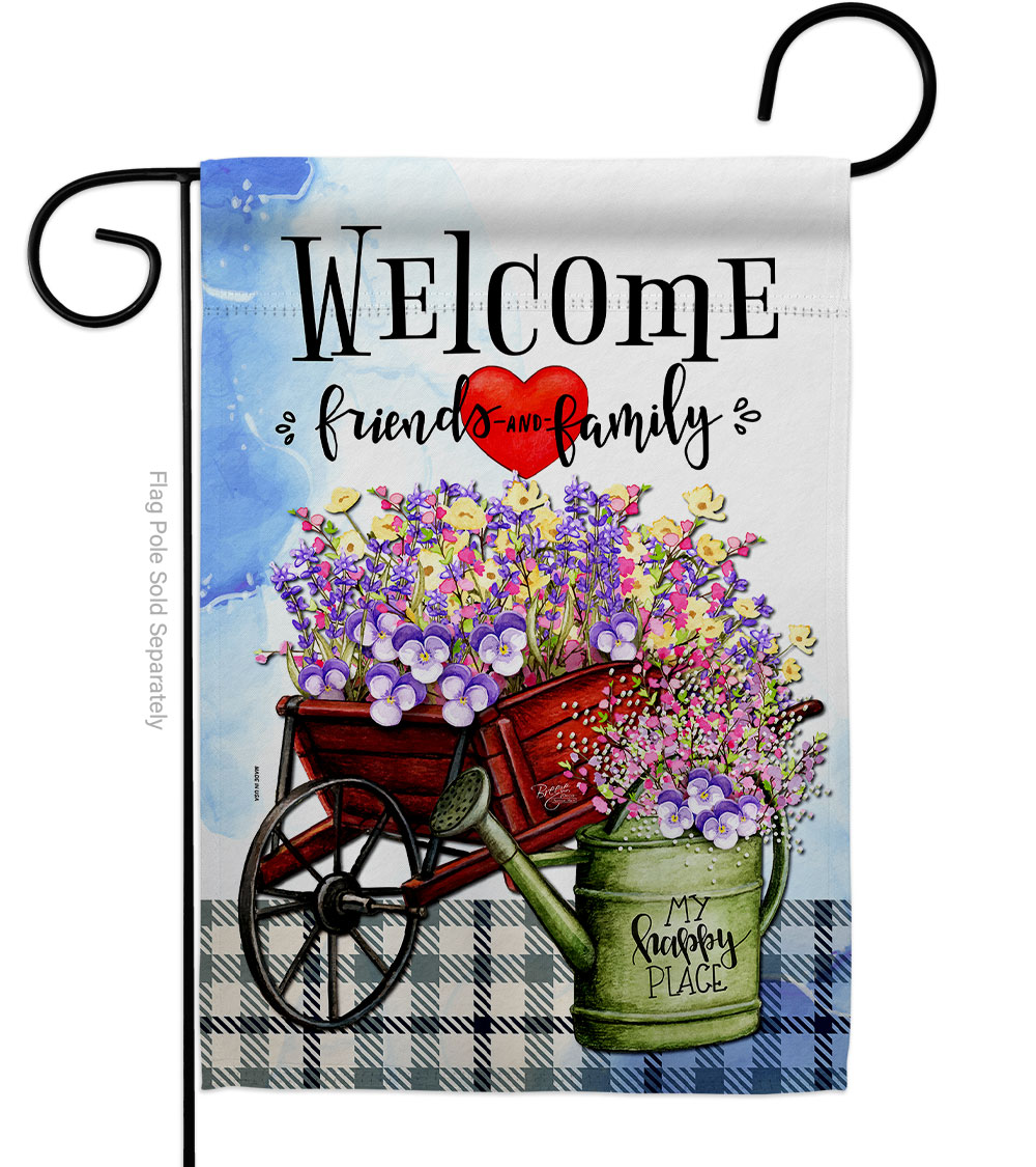 G150078-BO My Happy Place Floral Double-Sided Decorative Garden Flag, Multi Color
