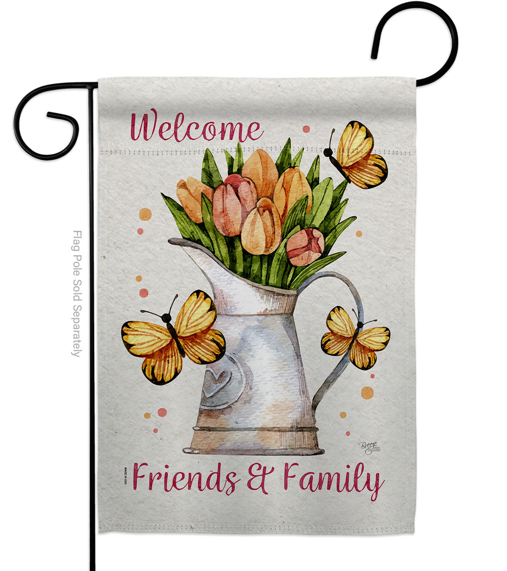 G150087-BO Friends Family Floral Double-Sided Decorative Garden Flag, Multi Color