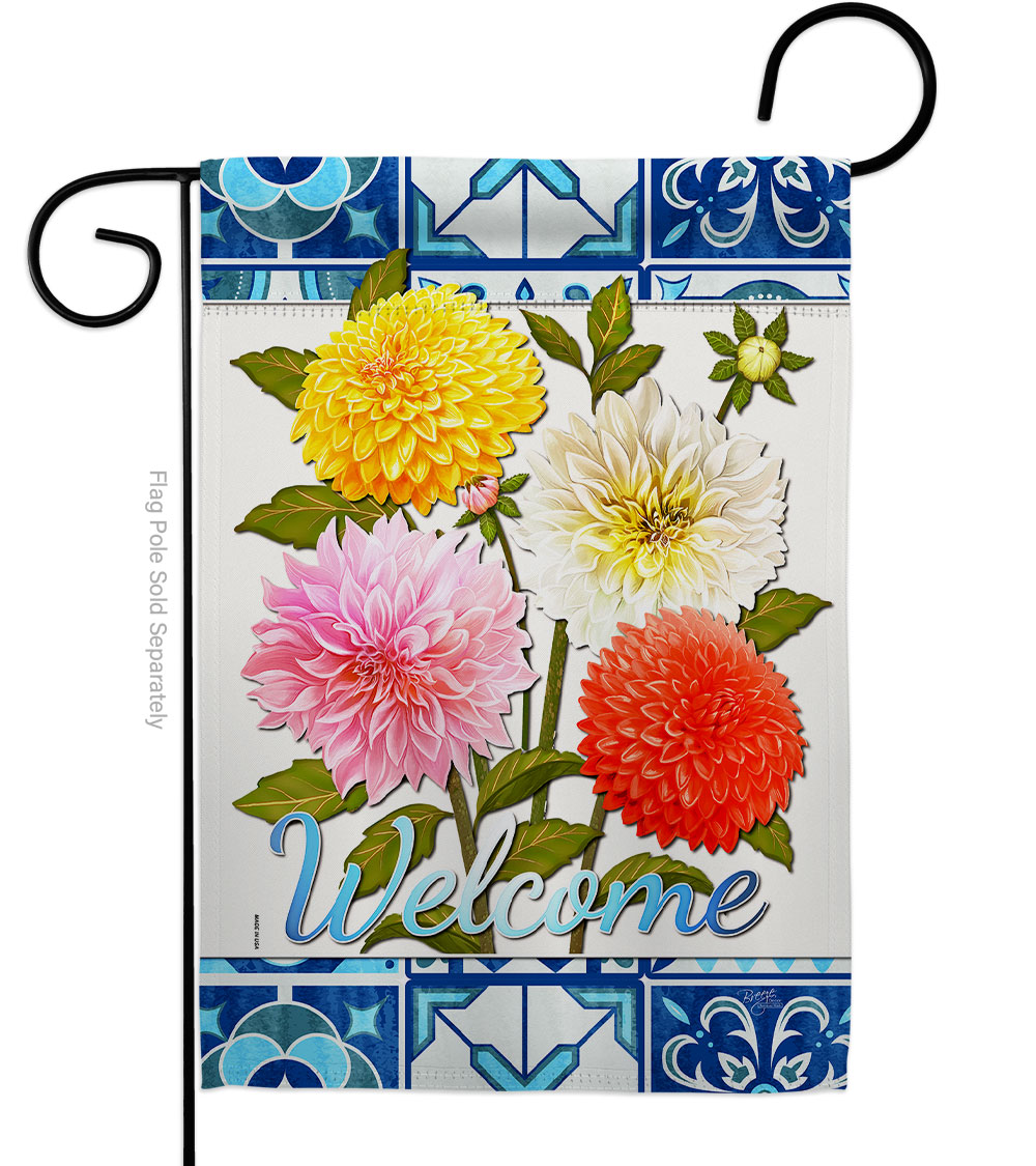 G154107-BO Dahlia Bouquet Floral Double-Sided Decorative Garden Flag, Multi Color