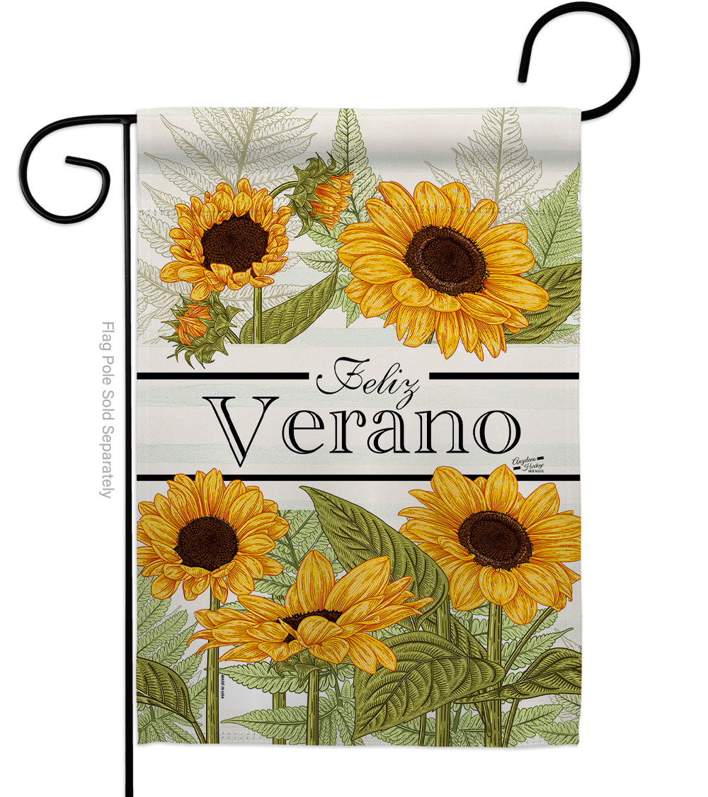 G154108-BO Feliz Verano Floral Double-Sided Decorative Garden Flag, Multi Color