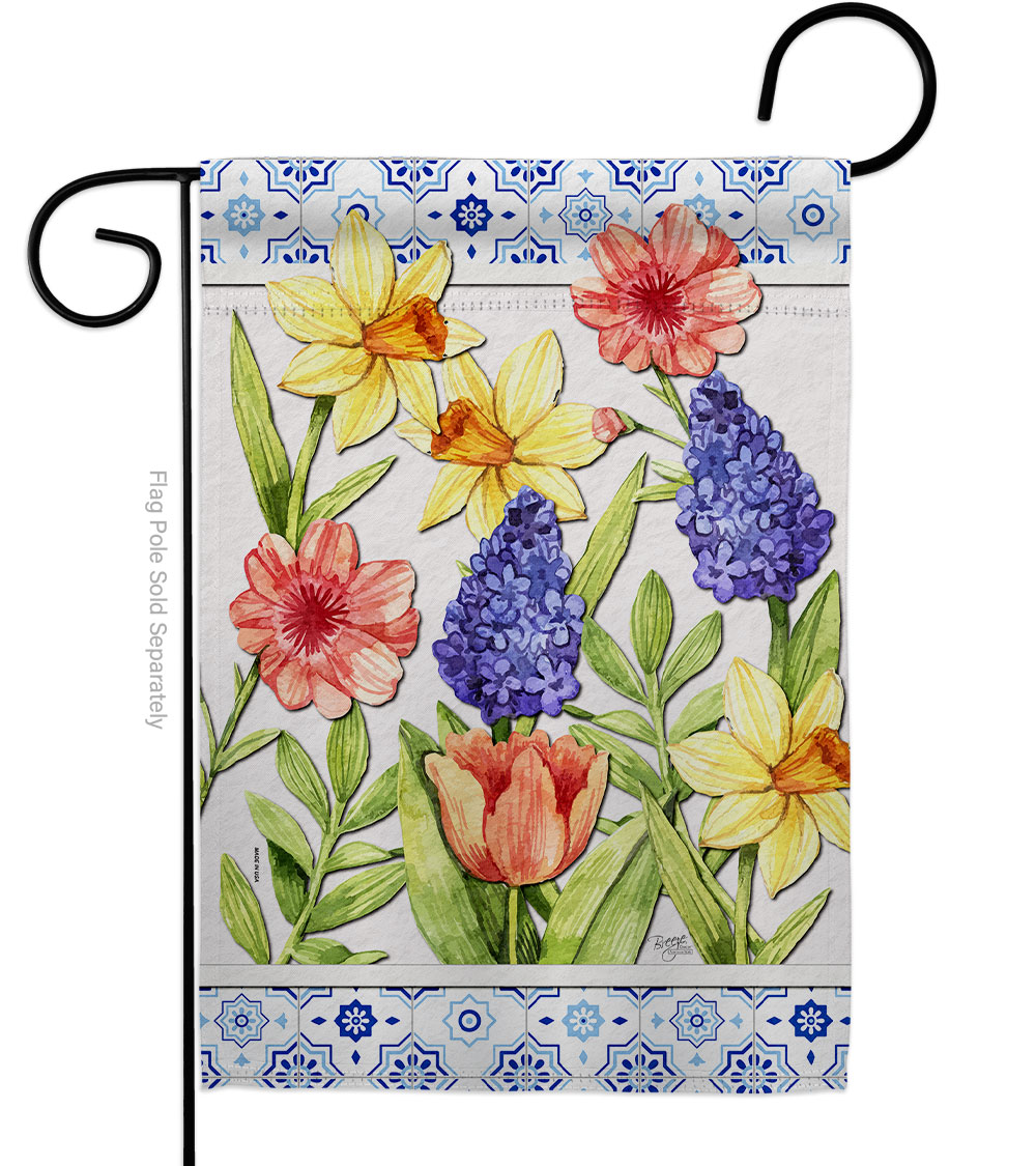 G154112-BO Spring Floral Double-Sided Decorative Garden Flag, Multi Color