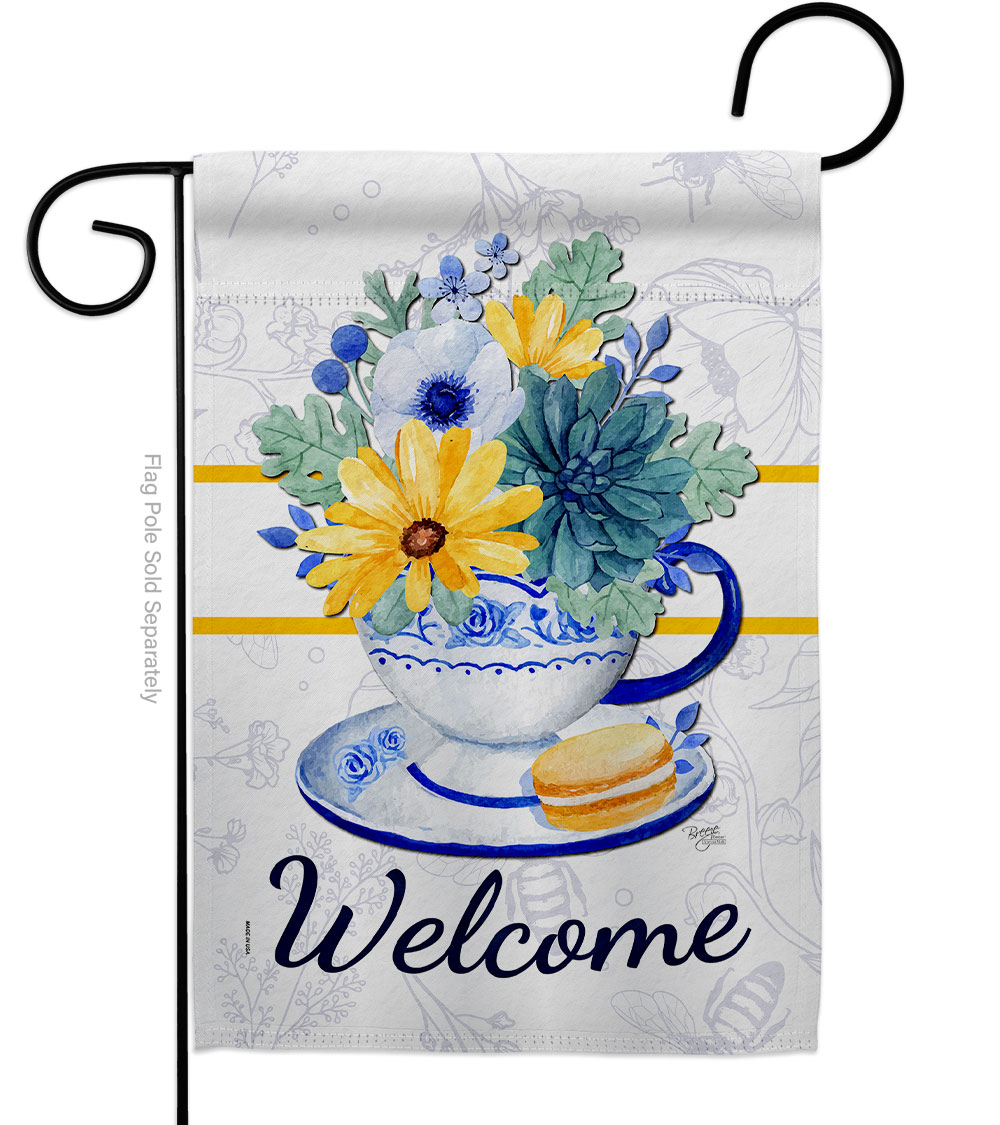 G154114-BO Afternoon Tea Bouquet Floral Double-Sided Decorative Garden Flag, Multi Color