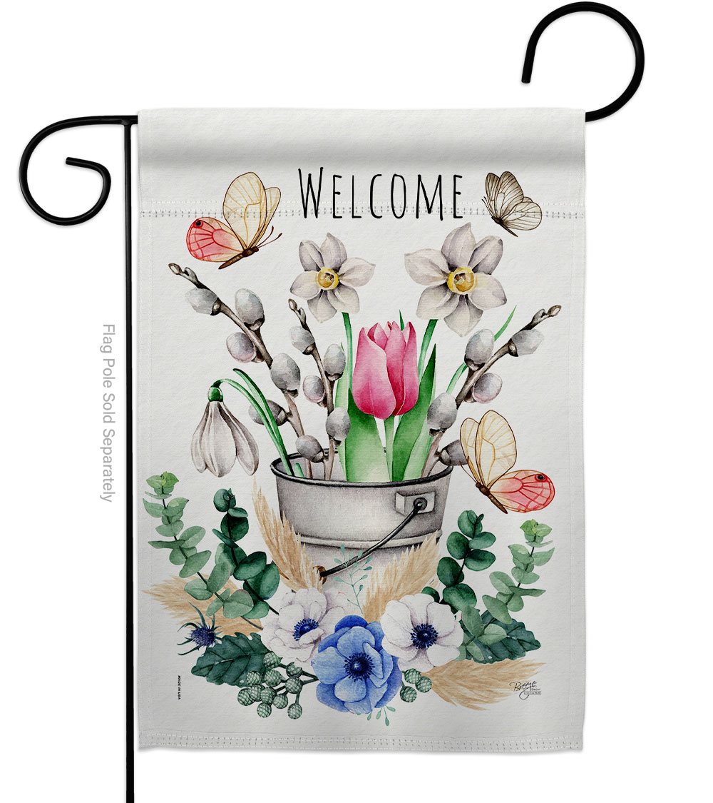 G154118-BO Spring Water Can Floral Double-Sided Decorative Garden Flag, Multi Color
