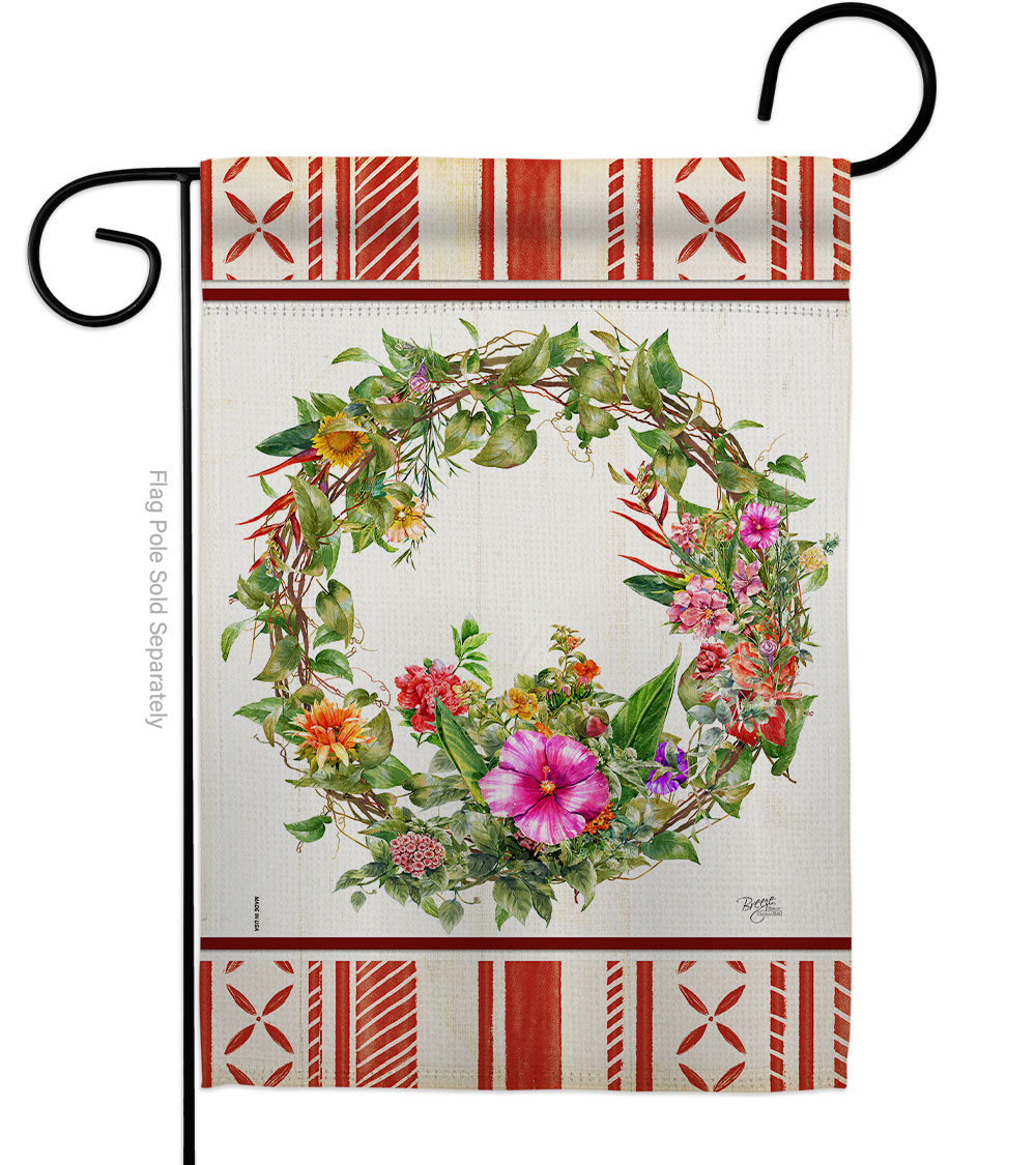 G154127-BO Wildflower Wreath Floral Double-Sided Decorative Garden Flag, Multi Color