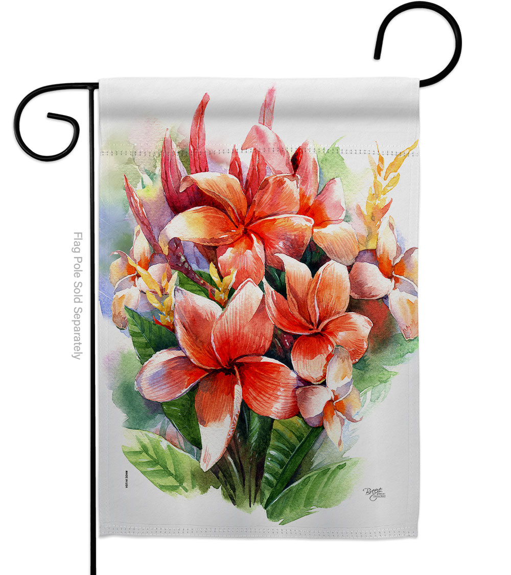G154128-BO Warm Plumeria Bouquet Floral Double-Sided Decorative Garden Flag, Multi Color