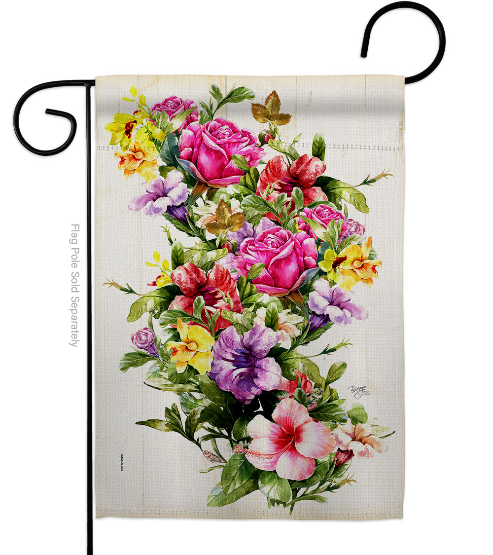 G154129-BO Mix Bouquet Floral Double-Sided Decorative Garden Flag, Multi Color